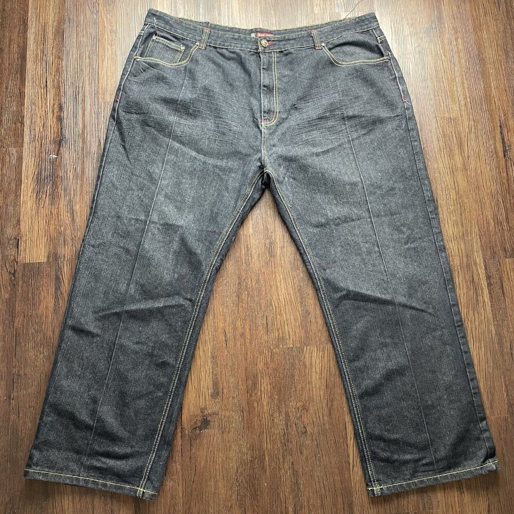 Vtg Red Ape Mens Jeans 50x33 Baggy Black Hip Hop Embroidered Streetwear Denim